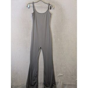 YOZY Jumpsuit Women's S Gray Sleeveless Flare Leg Scoop Neck Slim Fit Casual